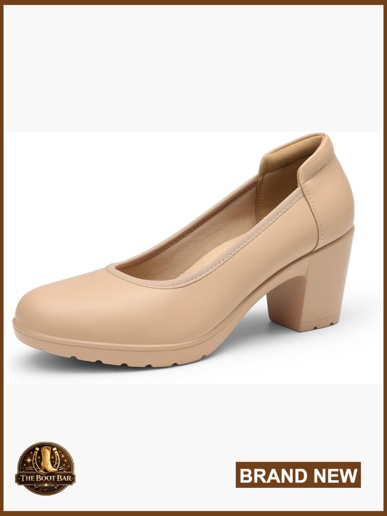 Chunky Closed Toe Low Block Heels Work Pumps Comfortable Round Toe Dress